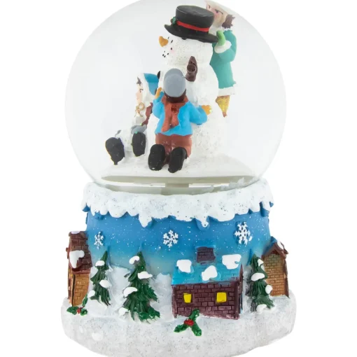Sale Children Building Snowman Musical Christmas Snow Globe - 5.75" Snow Globes