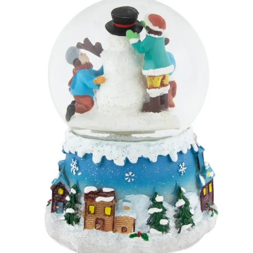 Sale Children Building Snowman Musical Christmas Snow Globe - 5.75" Snow Globes