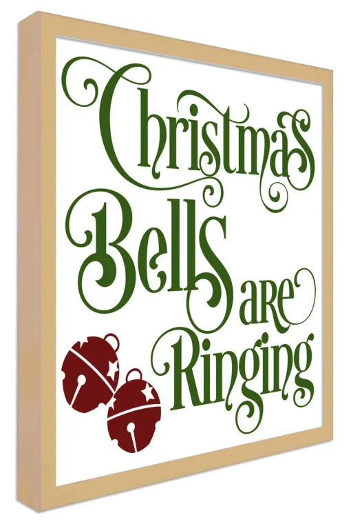 Best Christmas Bells are Ringing 9.5" x 9.5" Framed Christmas Wall Decor Art Print Sign Poster in a Natural Wooden Frame with UV Acrylic and Hangers Wall