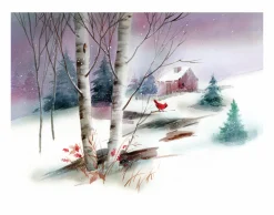 Clearance Christmas Cardinals Winter Scene Wall Decor Art Print Wall