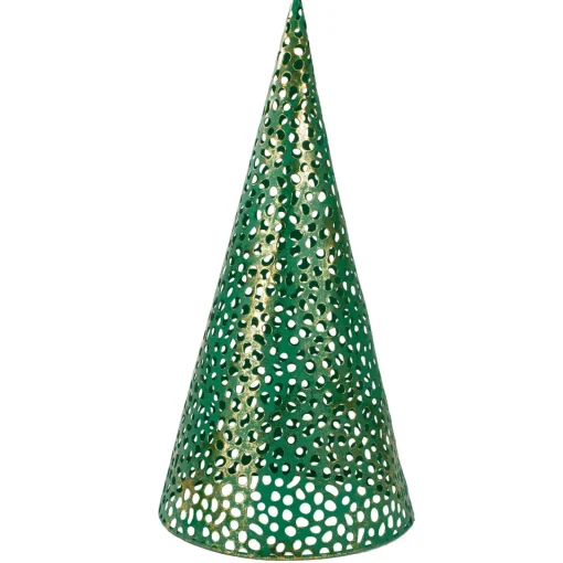 Discount Christmas Cone Trees - 16" - Green and Gold - Set of 3 Trees