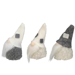 Christmas Gnomes Heads - 3.75" - Gray and Cream - Set of 3 Gnomes