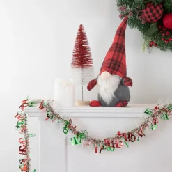 Best Christmas HO HO HO Wrapped Tinsel Garland - 50' x 2.5" - White, Red and Green - Unlit Commercial