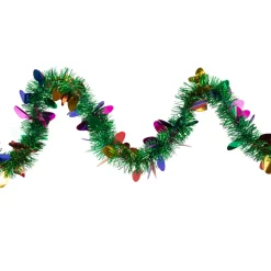New Christmas Light Bulb Wrapped Tinsel Commercial Garland - 50' x 2" - Green and Multicolor - Unlit Commercial
