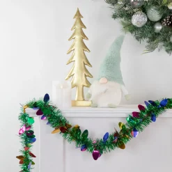 New Christmas Light Bulb Wrapped Tinsel Commercial Garland - 50' x 2" - Green and Multicolor - Unlit Commercial