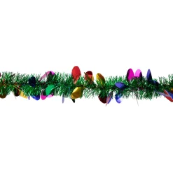 New Christmas Light Bulb Wrapped Tinsel Commercial Garland - 50' x 2