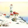 Best Christmas Lighthouse Winter Scene Wall Decor Art Print Wall