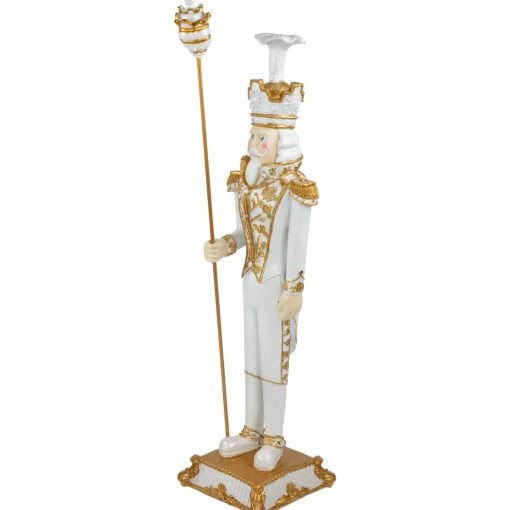 Discount Christmas Nutcracker Soldier with Scepter - 25.75" - White and Gold Nutcrackers