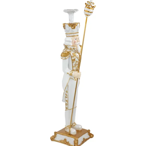 Discount Christmas Nutcracker Soldier with Scepter - 25.75" - White and Gold Nutcrackers