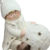 Christmas Snowball with Sitting Boy Tealight Candle Holder - 12.5" - White Candle Holders