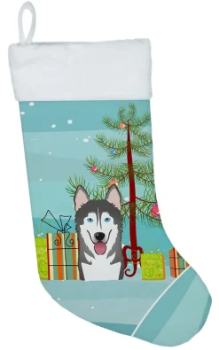 Sale Christmas Tree and Alaskan Malamute Christmas Stocking BB1590CS Stockings