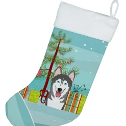 Sale Christmas Tree and Alaskan Malamute Christmas Stocking BB1590CS Stockings