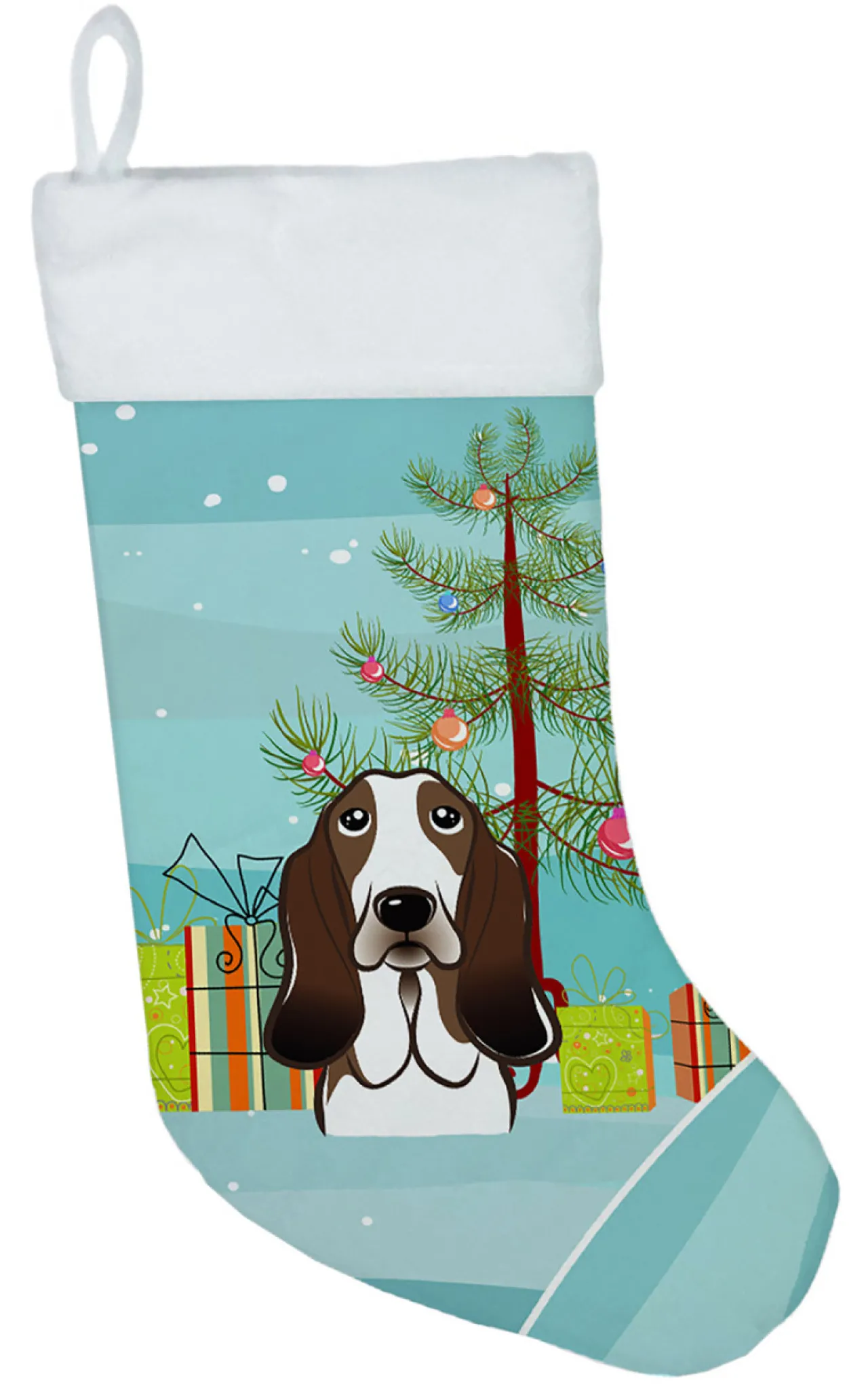 New Christmas Tree and Basset Hound Christmas Stocking BB1615CS Stockings