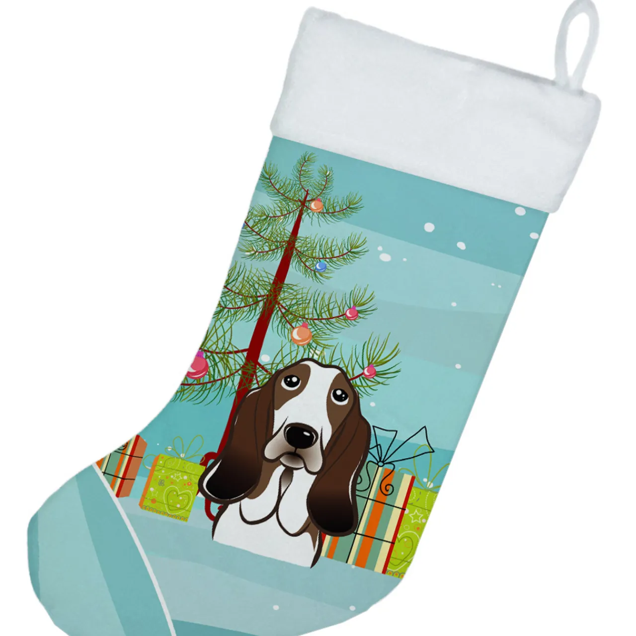 New Christmas Tree and Basset Hound Christmas Stocking BB1615CS Stockings