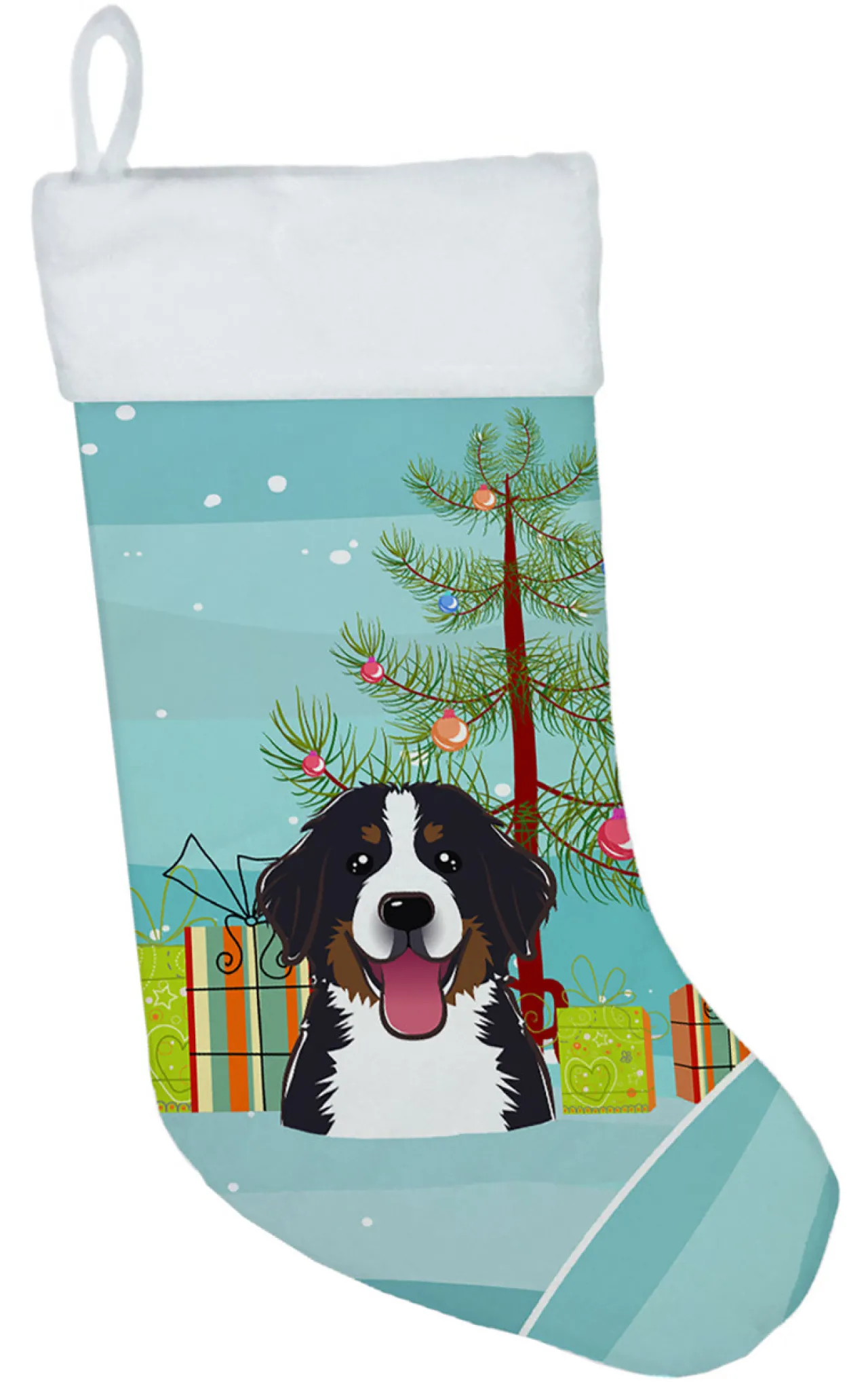 Hot Christmas Tree and Bernese Mountain Dog Christmas Stocking BB1609CS Stockings