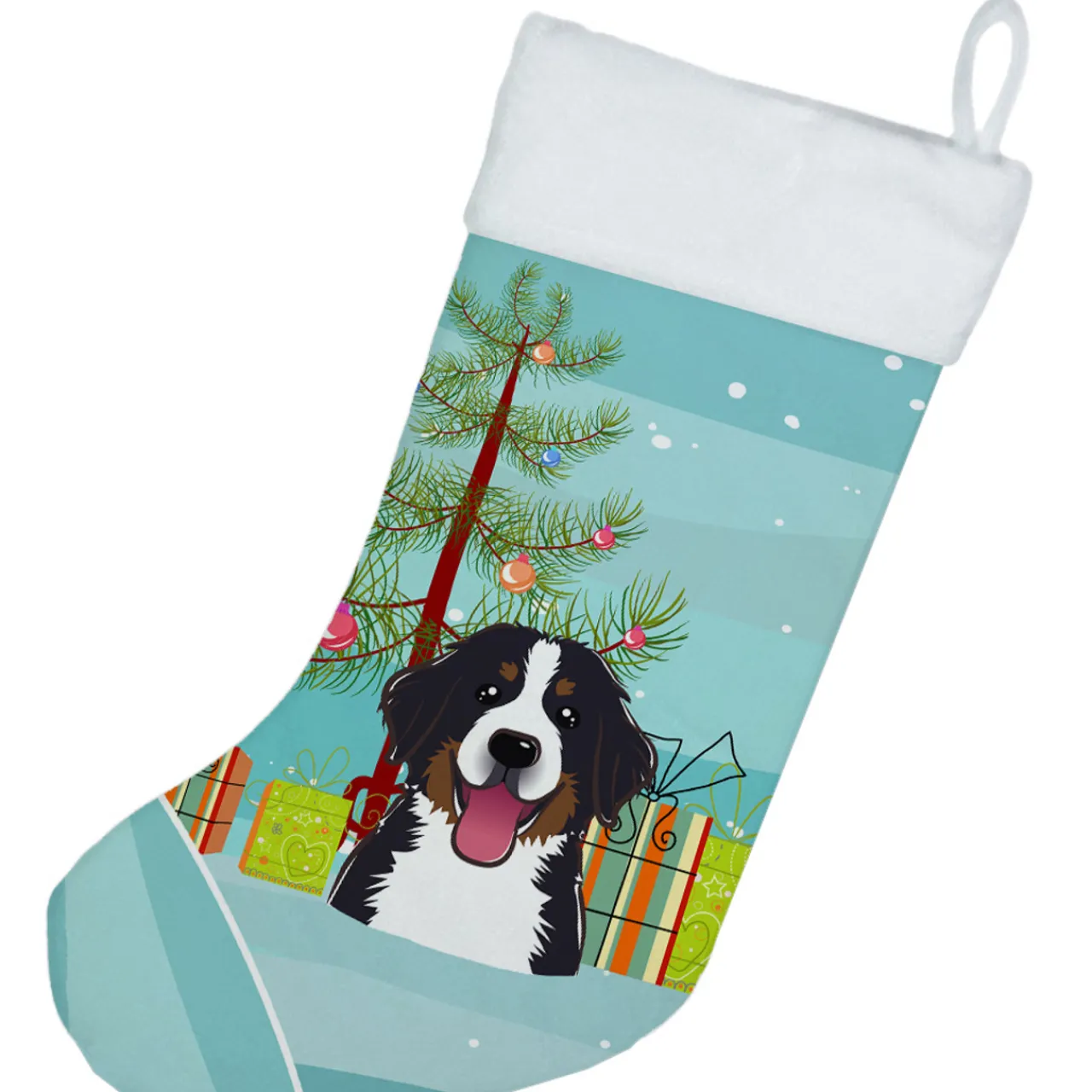 Hot Christmas Tree and Bernese Mountain Dog Christmas Stocking BB1609CS Stockings