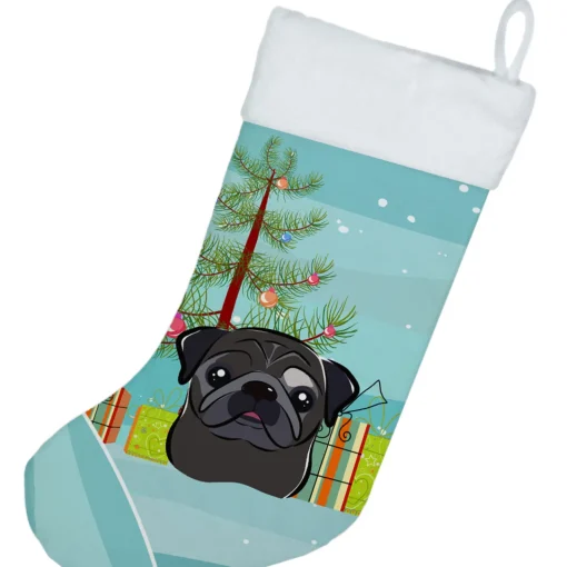 Christmas Tree and Black Pug Christmas Stocking BB1635CS Stockings