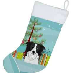 Hot Christmas Tree and Border Collie Christmas Stocking BB1613CS Stockings