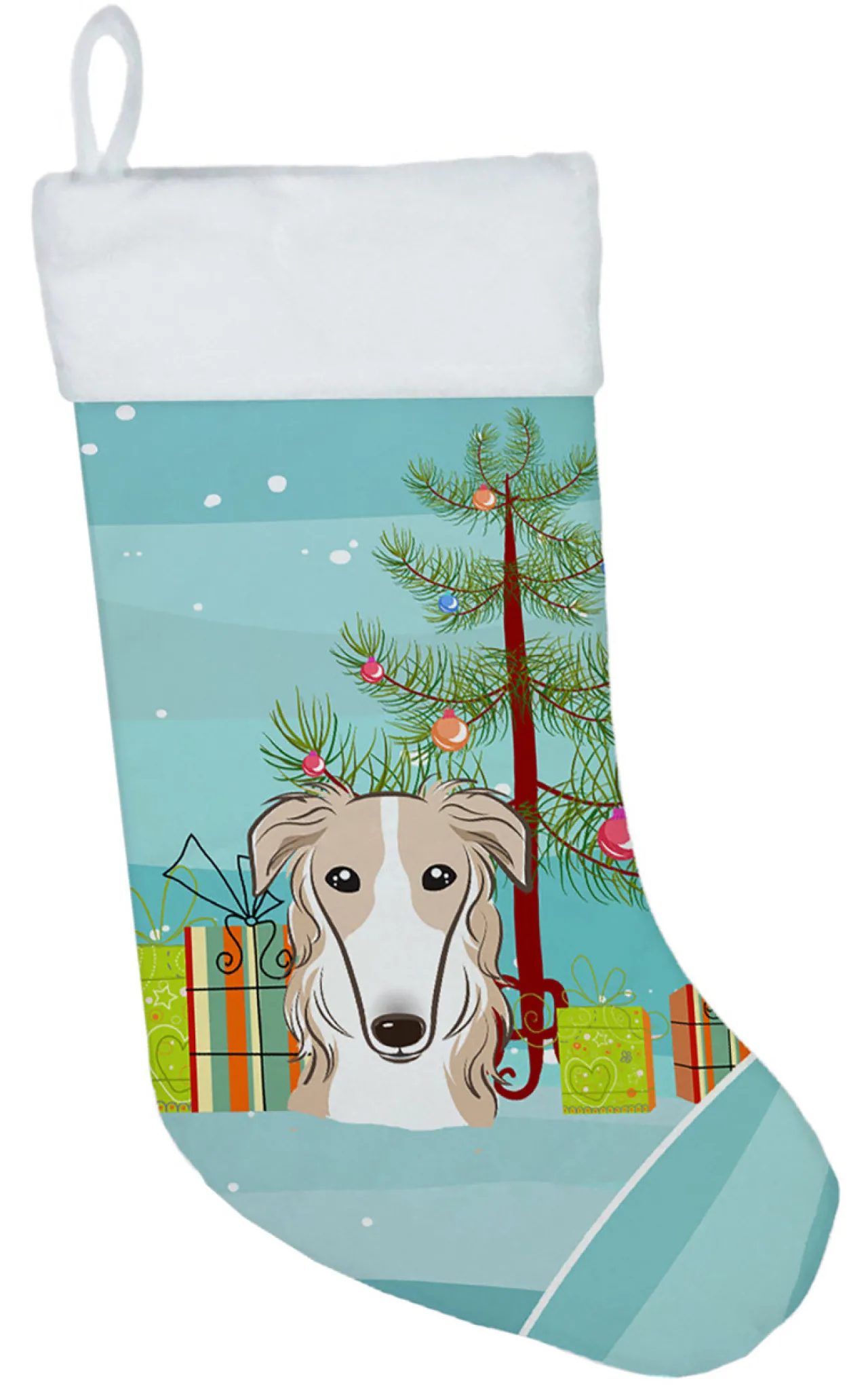Hot Christmas Tree and Borzoi Christmas Stocking BB1600CS Stockings