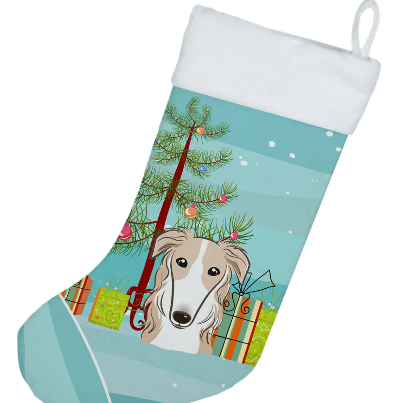 Hot Christmas Tree and Borzoi Christmas Stocking BB1600CS Stockings