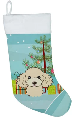 Outlet Christmas Tree and Buff Poodle Christmas Stocking BB1630CS Stockings