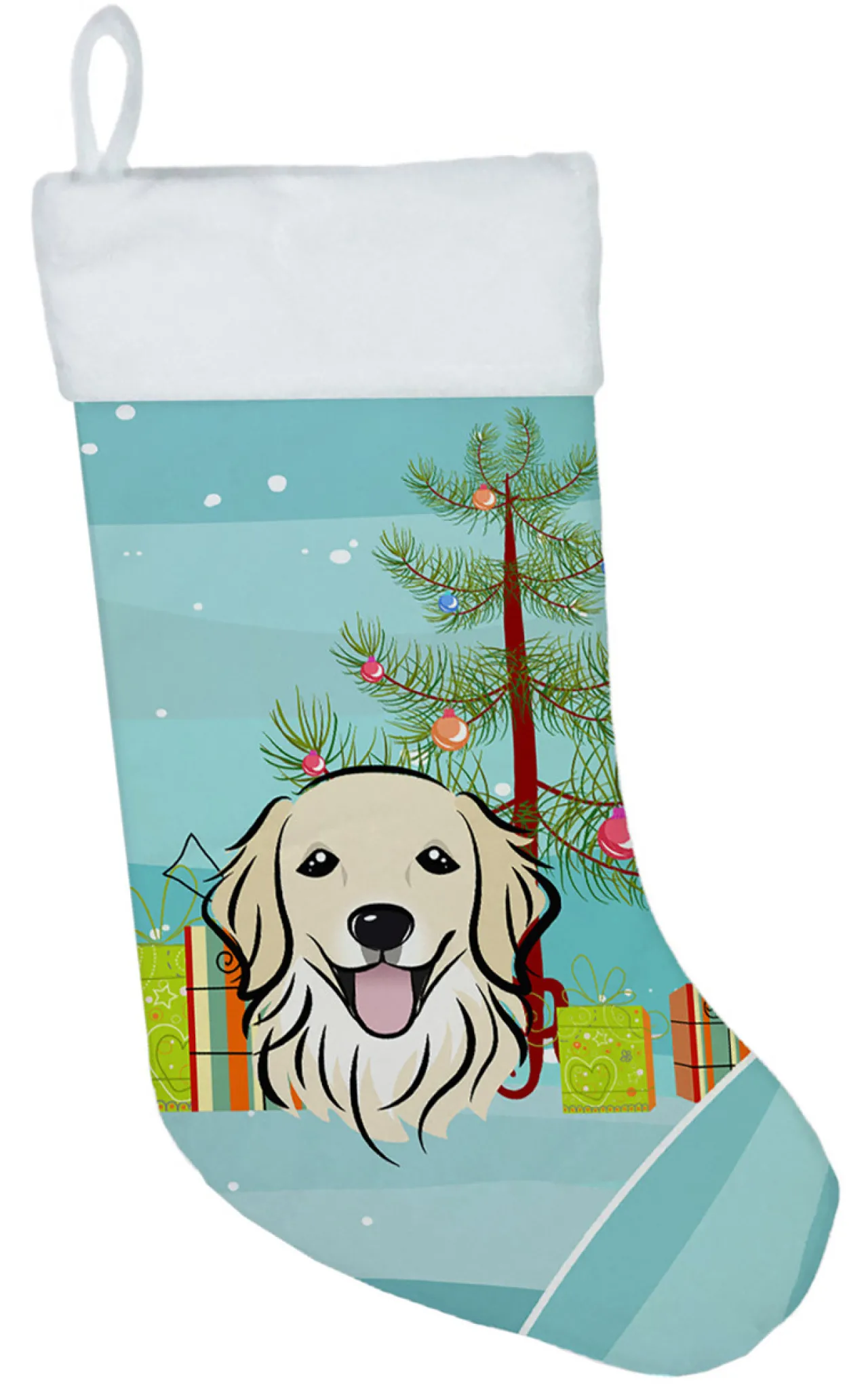 Sale Christmas Tree and Golden Retriever Christmas Stocking BB1577CS Stockings