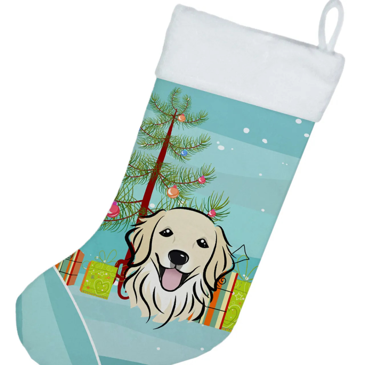 Sale Christmas Tree and Golden Retriever Christmas Stocking BB1577CS Stockings