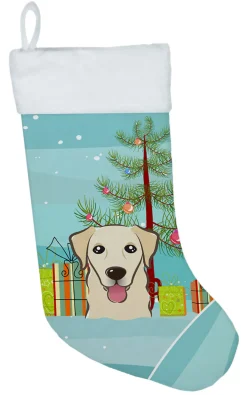 Online Christmas Tree and Golden Retriever Christmas Stocking BB1624CS Stockings