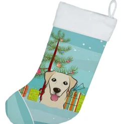 Online Christmas Tree and Golden Retriever Christmas Stocking BB1624CS Stockings