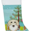 Online Christmas Tree and Longhair Creme Dachshund Christmas Stocking BB1584CS Stockings