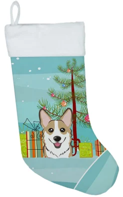 Online Christmas Tree and Sable Corgi Christmas Stocking BB1625CS Stockings