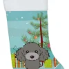 Outlet Christmas Tree and Silver Gray Poodle Christmas Stocking BB1631CS Stockings