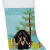 Discount Christmas Tree and Smooth Black and Tan Dachshund Christmas Stocking BB1587CS Stockings