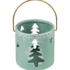 Sale Christmas Tree and Star Cut Out Tea Light Candle Holder - 3.75" - Green Candle Holders
