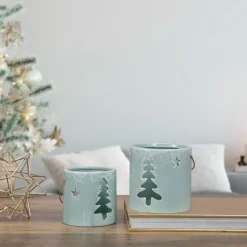 Sale Christmas Tree and Star Cut Out Tea Light Candle Holder - 3.75" - Green Candle Holders