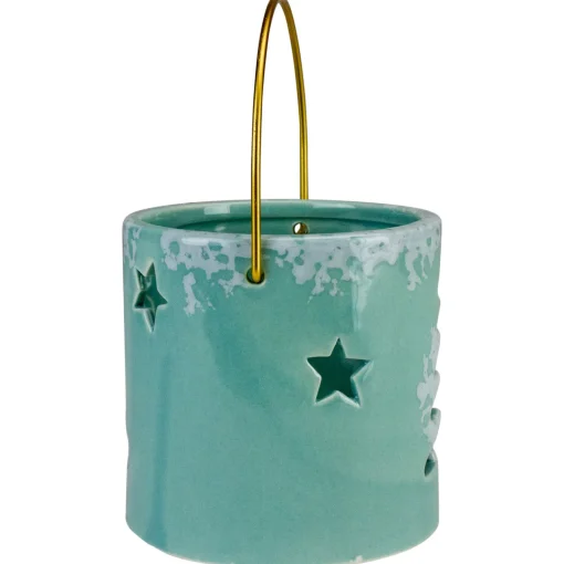 Sale Christmas Tree and Star Cut Out Tea Light Candle Holder - 3.75" - Green Candle Holders