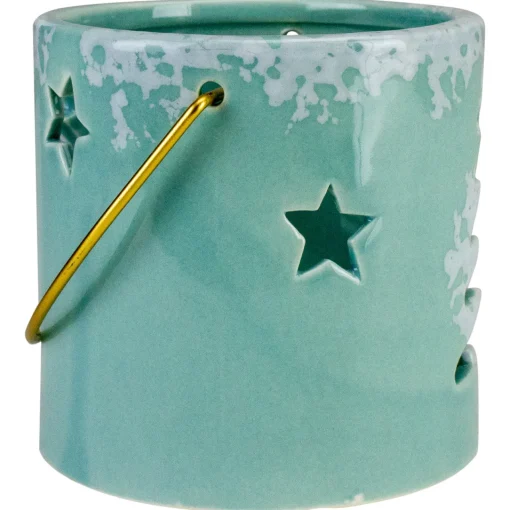Sale Christmas Tree and Star Cut Out Tea Light Candle Holder - 3.75" - Green Candle Holders