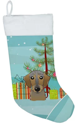 New Christmas Tree and Wirehaired Dachshund Christmas Stocking BB1605CS Stockings