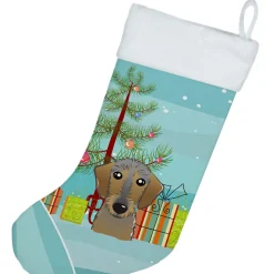 New Christmas Tree and Wirehaired Dachshund Christmas Stocking BB1605CS Stockings