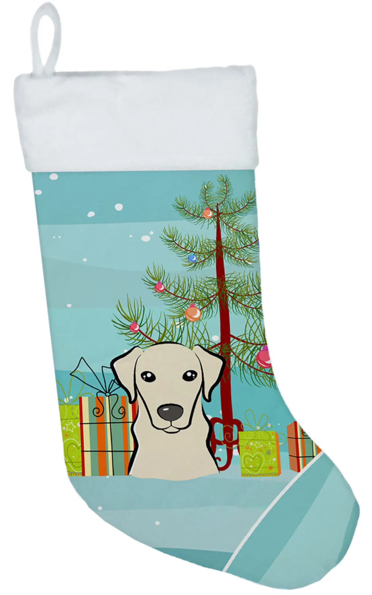 Discount Christmas Tree and Yellow Labrador Christmas Stocking BB1594CS Stockings