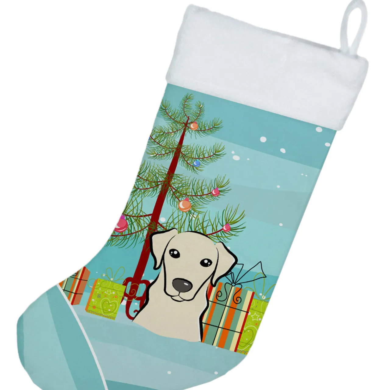 Discount Christmas Tree and Yellow Labrador Christmas Stocking BB1594CS Stockings