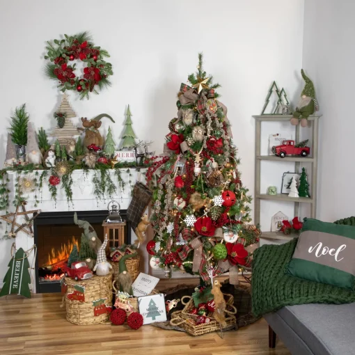 Best Christmas Trees on a Wooden Base Decoration - 9" - Brown and Green Trees