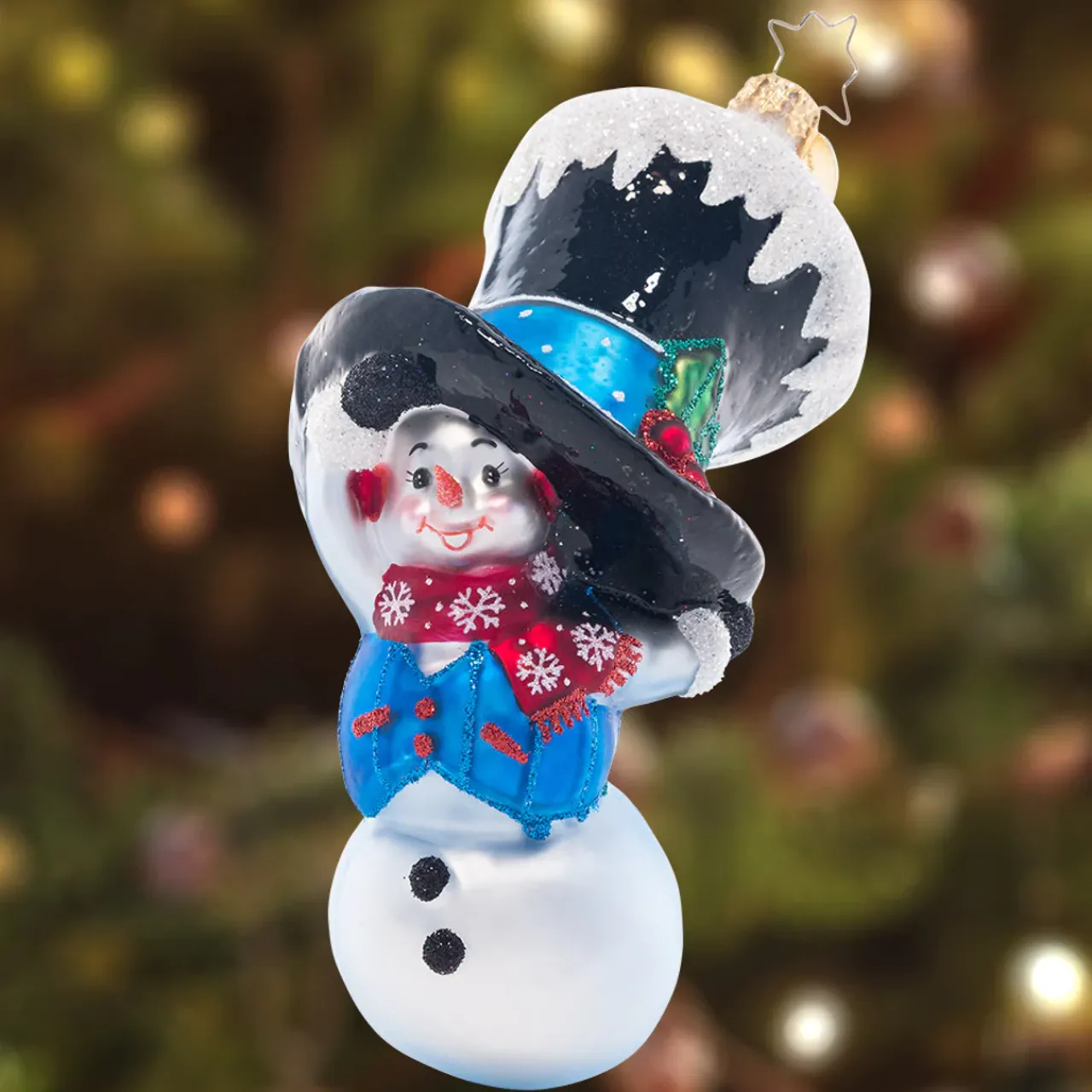 Peek-A-Boo Snowman Glass Christmas Ornament 1021508 Collectibles