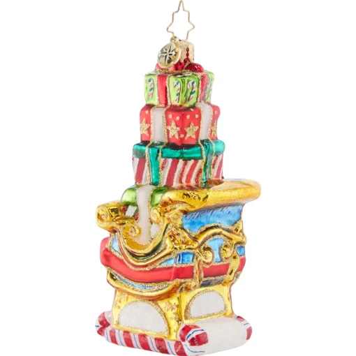 New Piled-High Sleigh Glass Christmas Ornament 1021677 Collectibles