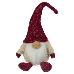 New Chubby Smiling Gnome Plush Christmas Figure - 17" - Ivory and Red Gnomes
