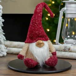 New Chubby Smiling Gnome Plush Christmas Figure - 17" - Ivory and Red Gnomes
