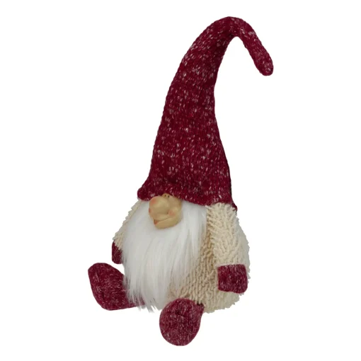 New Chubby Smiling Gnome Plush Christmas Figure - 17" - Ivory and Red Gnomes