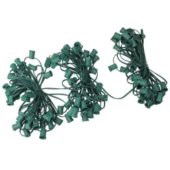 Commercial C9 Christmas Light Socket Set - 100' - 12" Spacing Green Wire C7 & C9 Lights