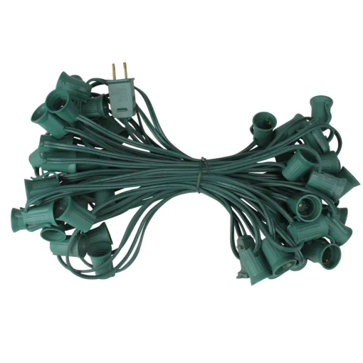 Online Commercial C9 Christmas Light Socket Set - 50' - Green - 12" Spacing C7 & C9 Lights