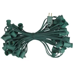Online Commercial C9 Christmas Light Socket Set - 50' - Green - 12" Spacing C7 & C9 Lights